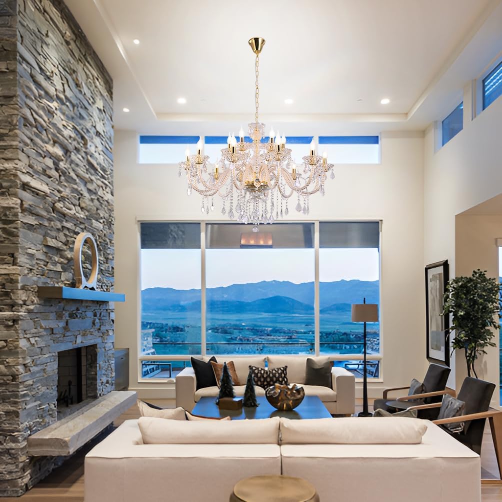 💎✨ Elegant Crystal Chandelier 🌟🏡 | Luxury Gold Glow 🕯️💛