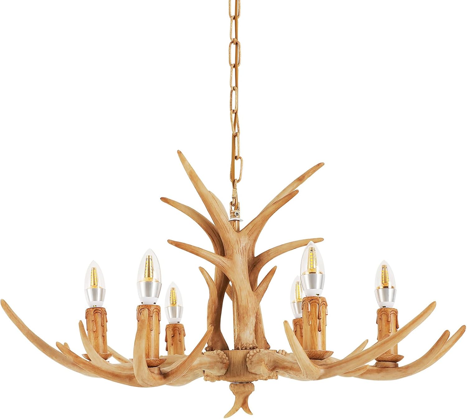 ✨🕯️ Rustic 6-Light Chandelier 🏡💛 | Vintage Pendant Glow 🌟🕯️