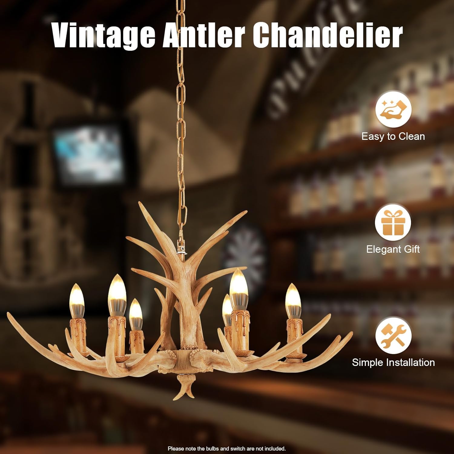 ✨🕯️ Rustic 6-Light Chandelier 🏡💛 | Vintage Pendant Glow 🌟🕯️