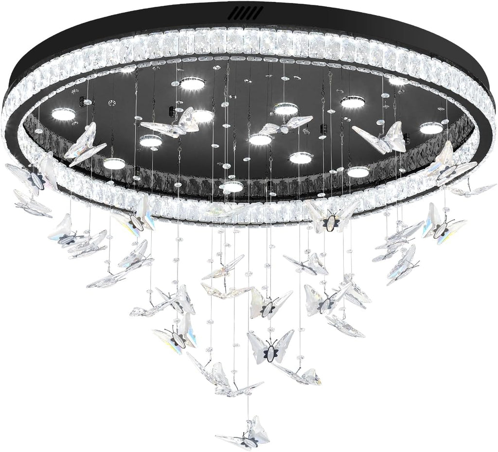 🦋✨ Crystal Butterfly Chandelier 💎🌙 | Dreamy Raindrop Glow 💡💖