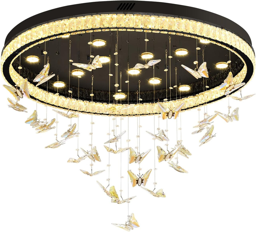 🦋✨ Crystal Butterfly Chandelier 💎🌙 | Dreamy Raindrop Glow 💡💖