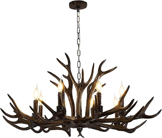 🦌✨ Rustic Antler Chandelier 💡🌿 | Cozy Lodge Lighting 🕯️🏡