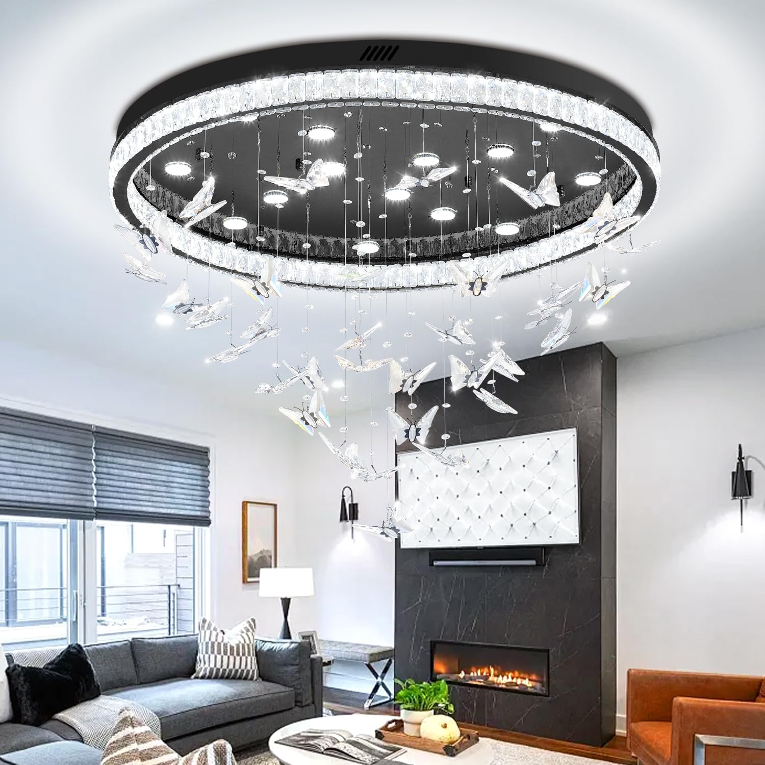 🦋✨ Crystal Butterfly Chandelier 💎🌙 | Dreamy Raindrop Glow 💡💖