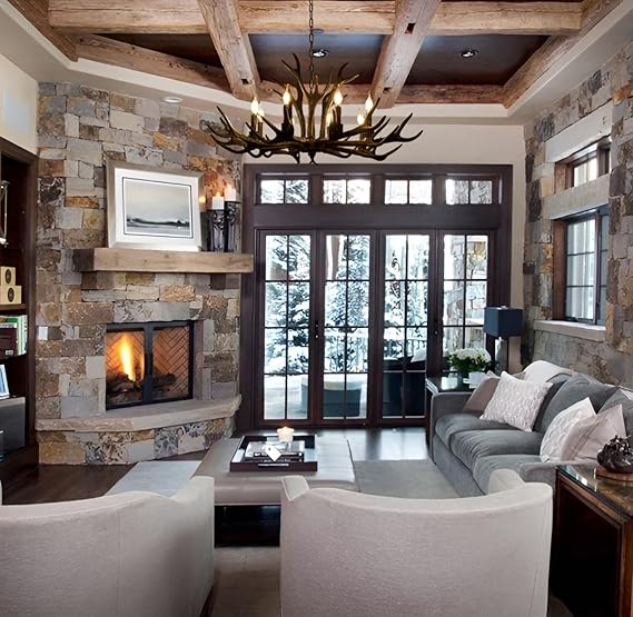 🦌✨ Rustic Antler Chandelier 💡🌿 | Cozy Lodge Lighting 🕯️🏡