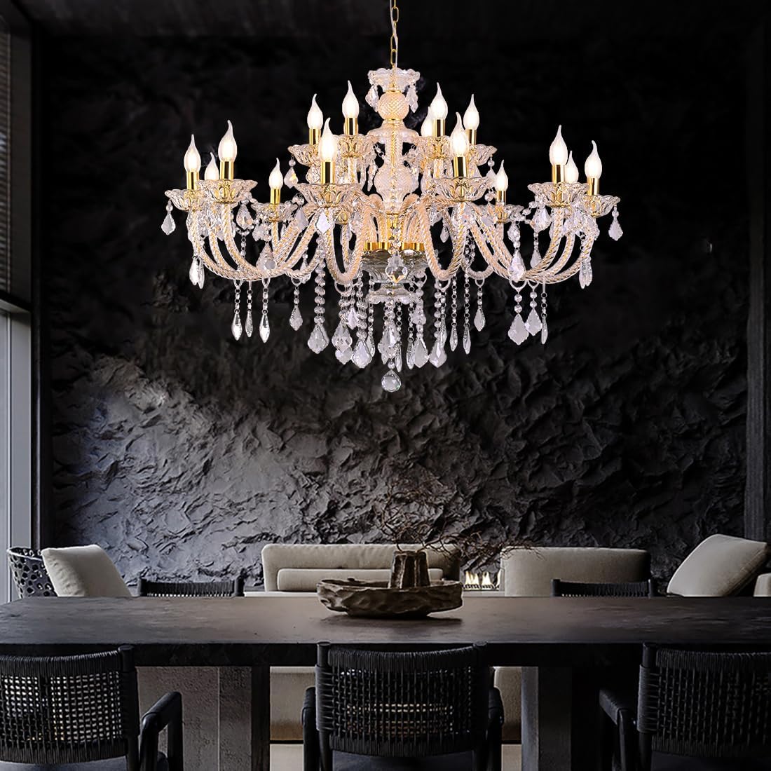 💎✨ Elegant Crystal Chandelier 🌟🏡 | Luxury Gold Glow 🕯️💛