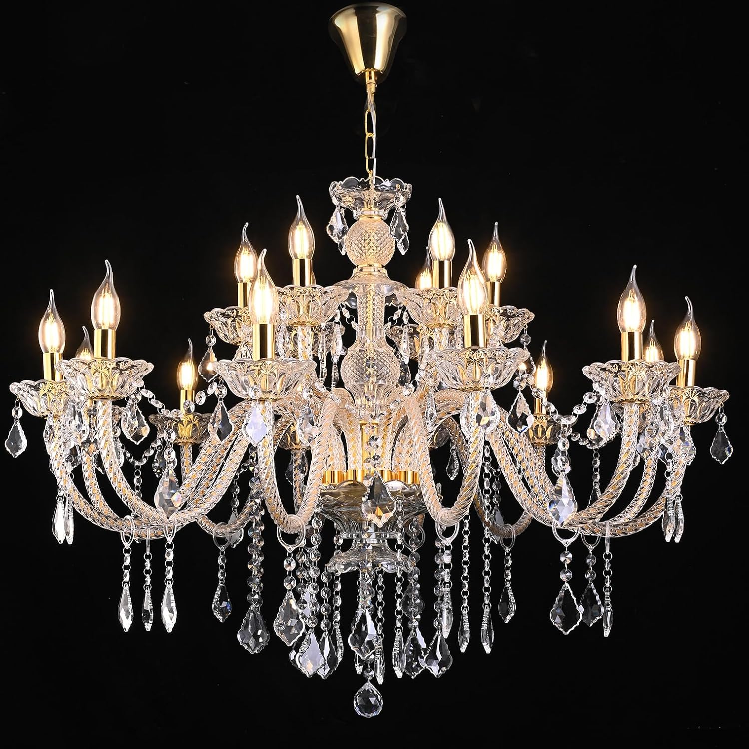 💎✨ Elegant Crystal Chandelier 🌟🏡 | Luxury Gold Glow 🕯️💛