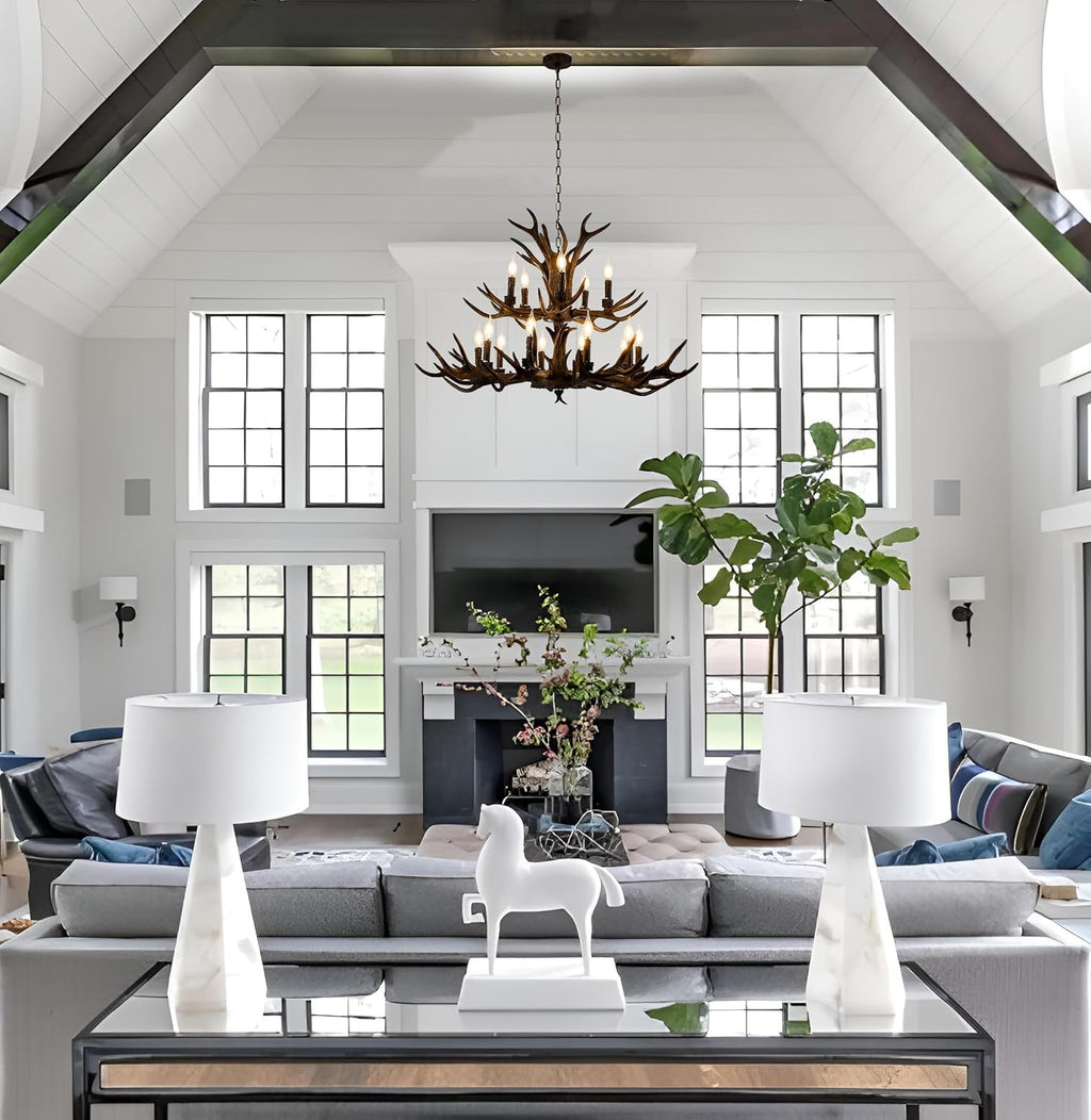 🦌✨ Grand Antler Chandelier 🌲💡 | Rustic Lodge Glow 🏡🕯️
