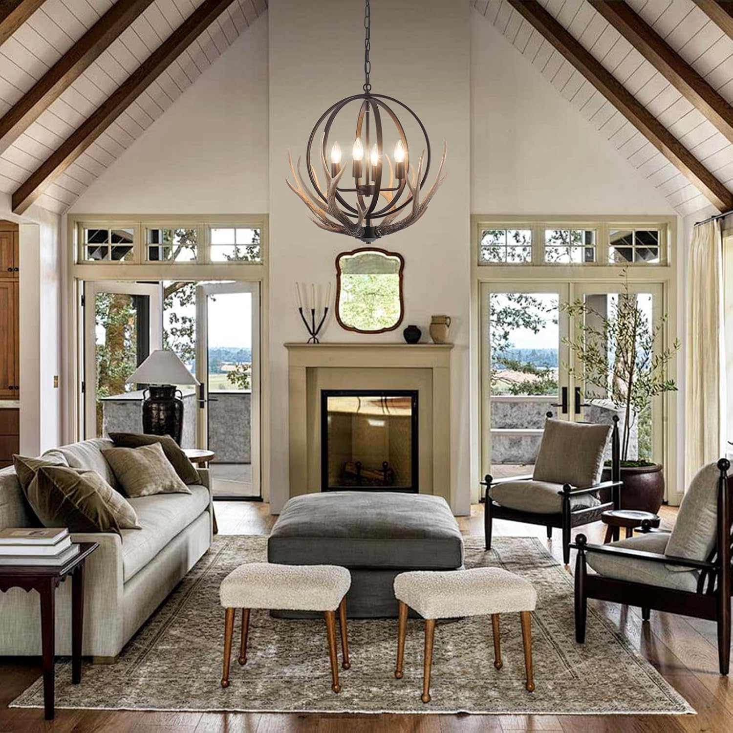 ✨🌿 Rustic Glow Chandelier 💡🏡 | Farmhouse Ceiling Light 🌟🕯️