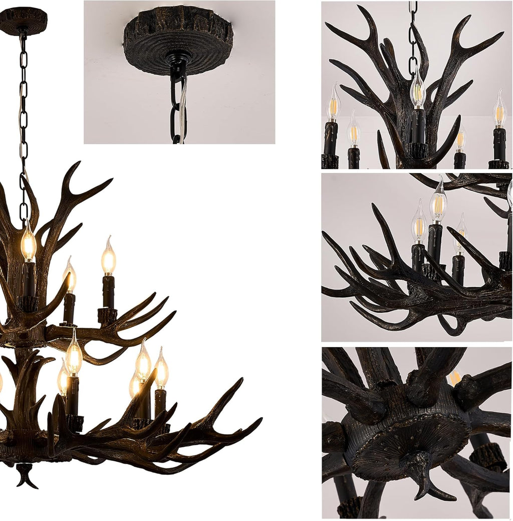 🦌✨ Grand Antler Chandelier 🌲💡 | Rustic Lodge Glow 🏡🕯️
