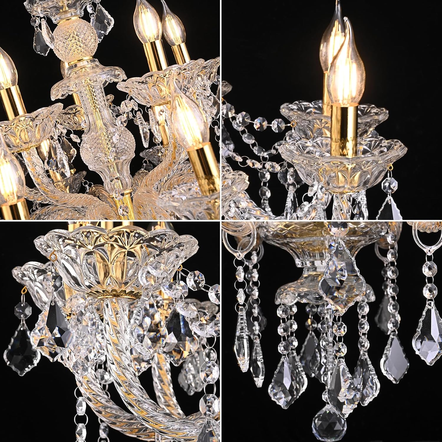 💎✨ Elegant Crystal Chandelier 🌟🏡 | Luxury Gold Glow 🕯️💛