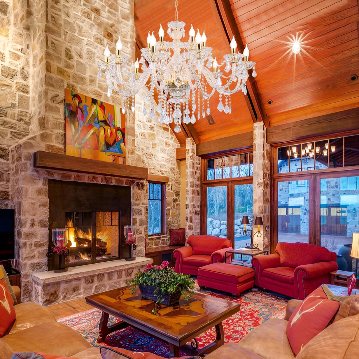 💎✨ Elegant Crystal Chandelier 🌟🏡 | Luxury Gold Glow 🕯️💛