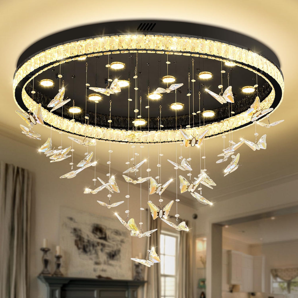 🦋✨ Crystal Butterfly Chandelier 💎🌙 | Dreamy Raindrop Glow 💡💖