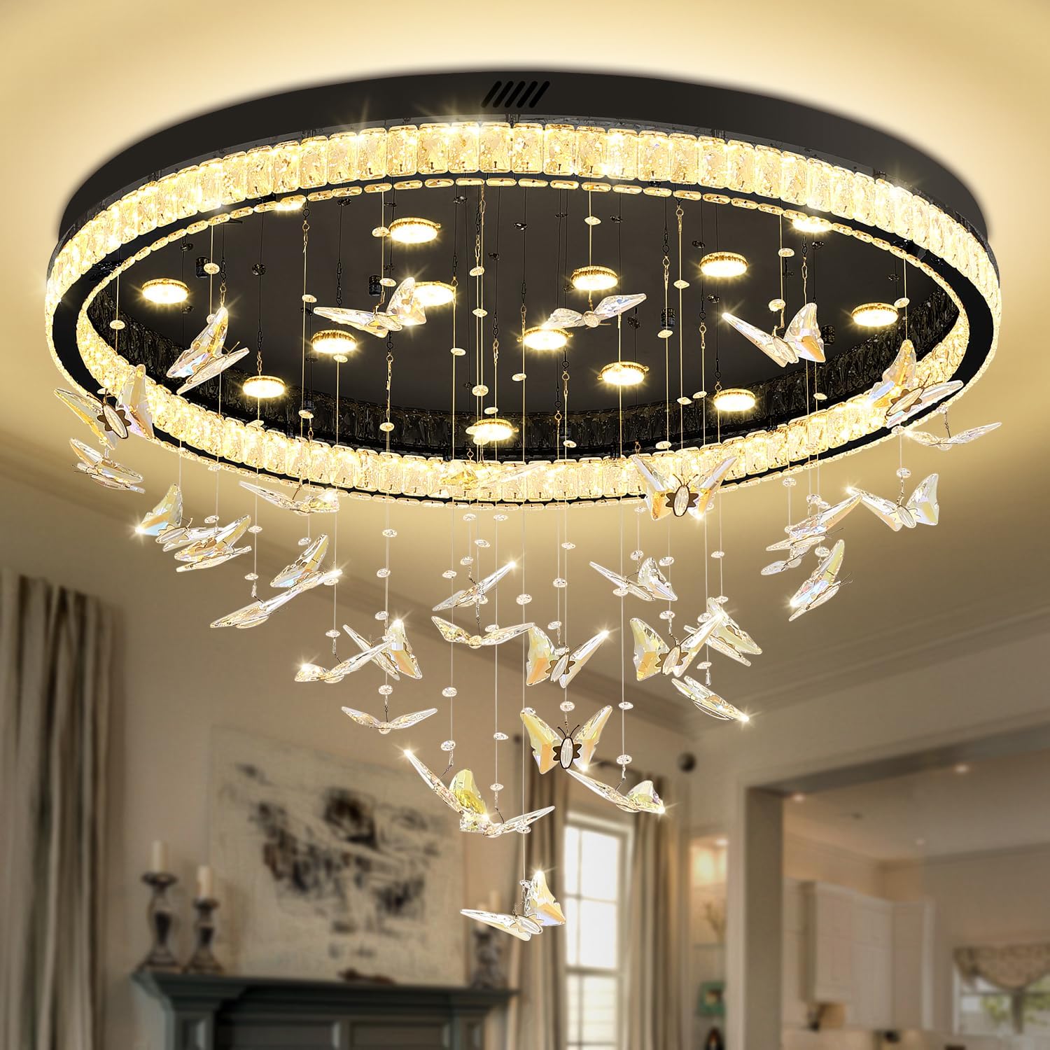 🦋✨ Crystal Butterfly Chandelier 💎🌙 | Dreamy Raindrop Glow 💡💖